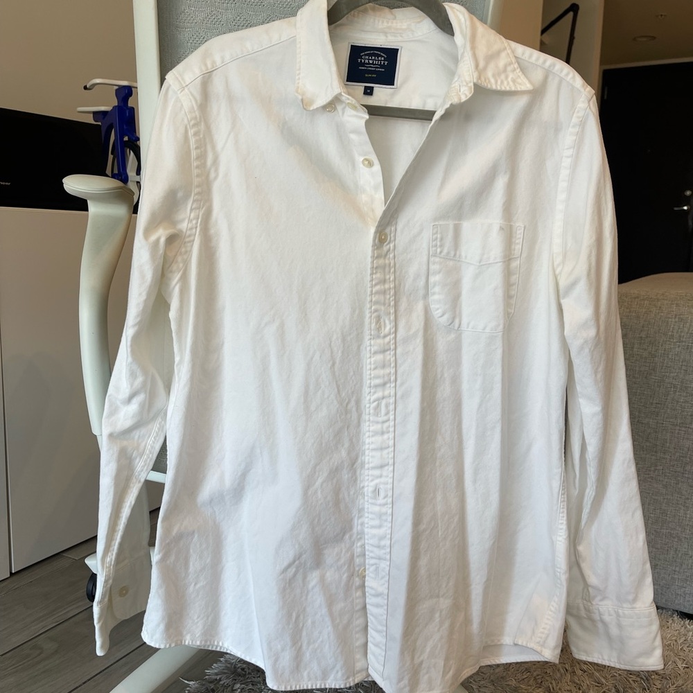 Charles Tyrwhitt Crisp Oxford White Casual Button-Down Shirt